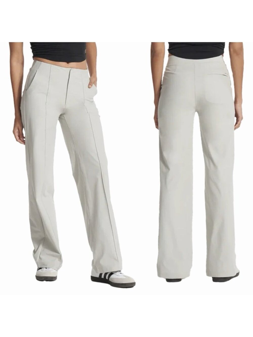 Vuori Meta Wide Leg High Rise Pants Vapor Light Gray Stretch Knit Athletic Sz XS